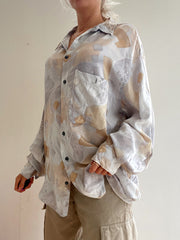 Vintage 80/90s beige and khaki shirt with patterns L