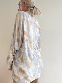 Chemise Vintage 80/90s beige/gris à motifs