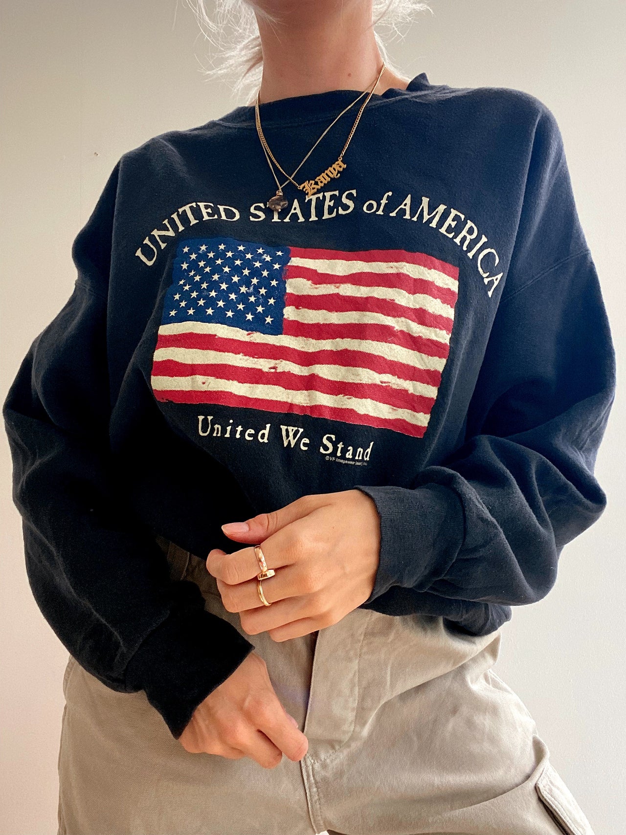 Pull USA noir drapeau XL