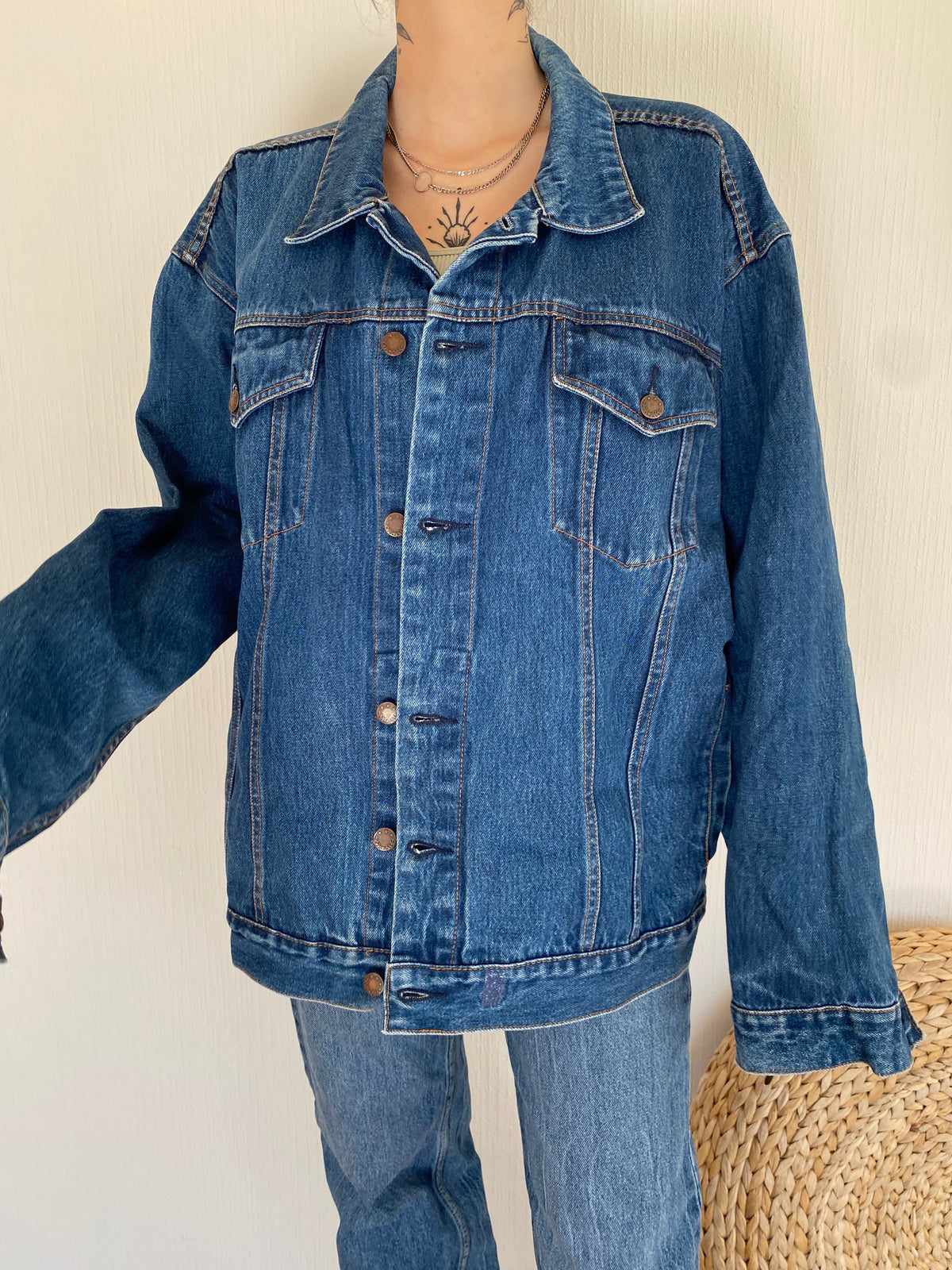 E. Veste en jeans Vintage bleue XL