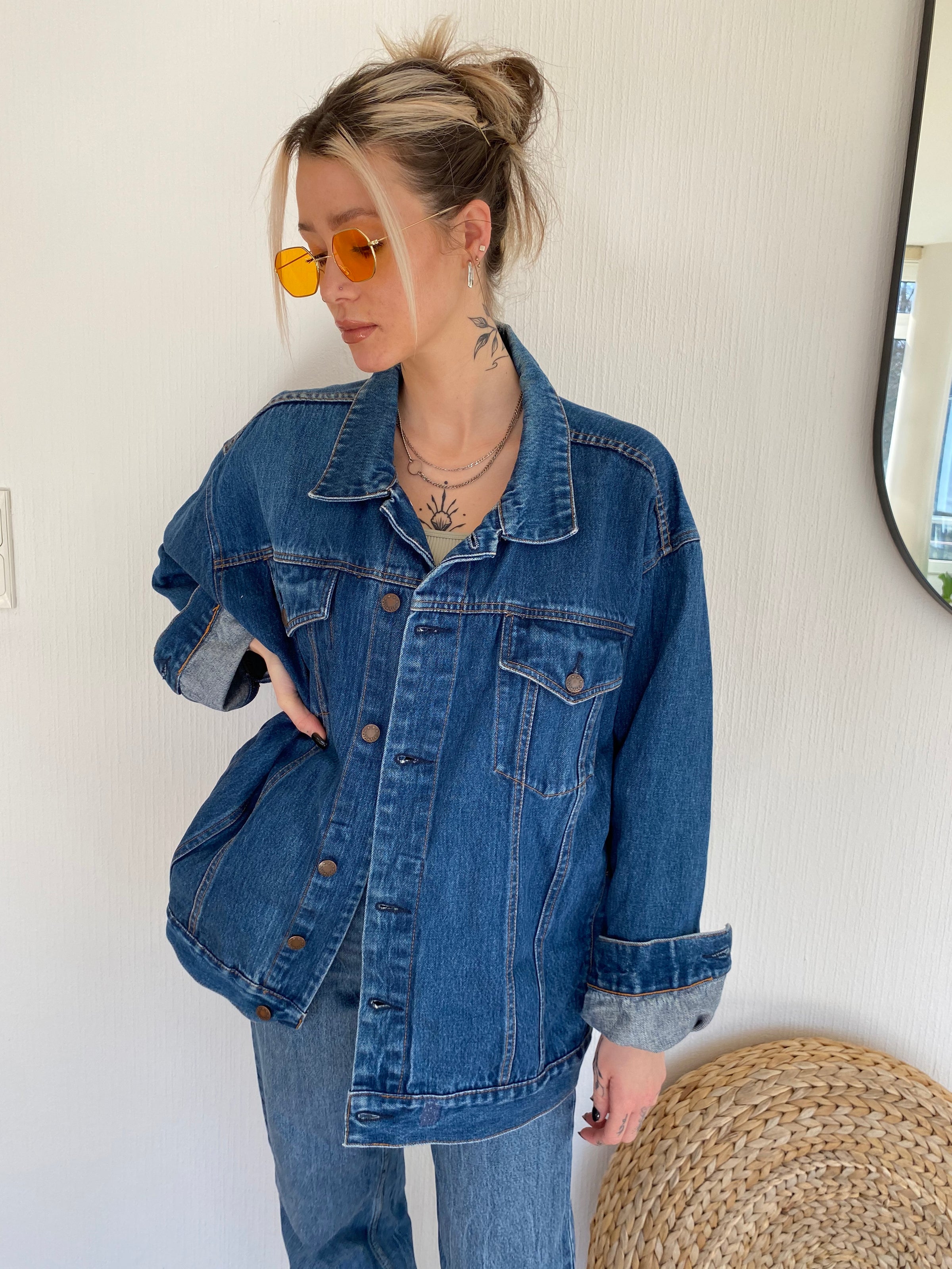 E. Veste en jeans Vintage bleue XL
