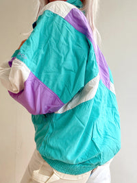 Vintage-Joggingjacke in Türkis und Lila XL
