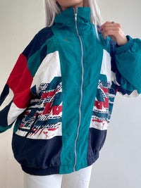 Vintage dunkelgrüne und dunkelrote Joggingjacke XL