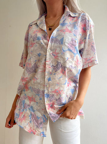 Chemise Vintage 80/90s rose à fleurs