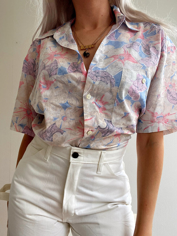 Chemise Vintage 80/90s rose à fleurs