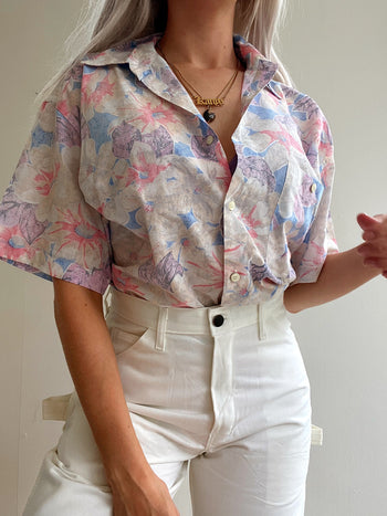 Chemise Vintage 80/90s rose à fleurs