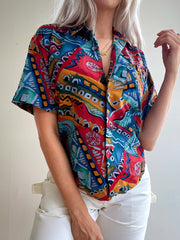 Vintage 80/90er mehrfarbig gemustertes Hemd S