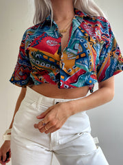 Vintage 80/90er mehrfarbig gemustertes Hemd S