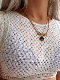 Crop top blanc transparent avec bordures en dentelle XS
