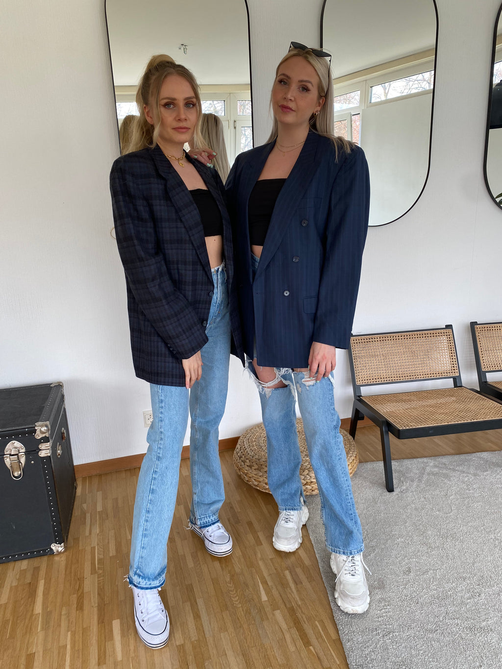 Gray/blue/black blazer jacket M/L