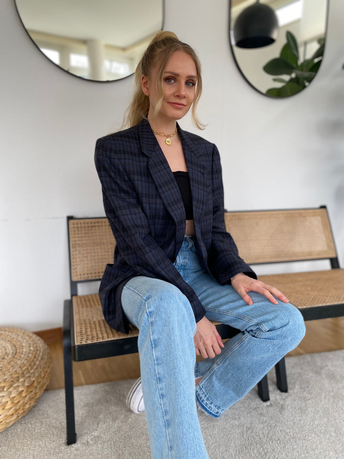 Gray/blue/black blazer jacket M/L