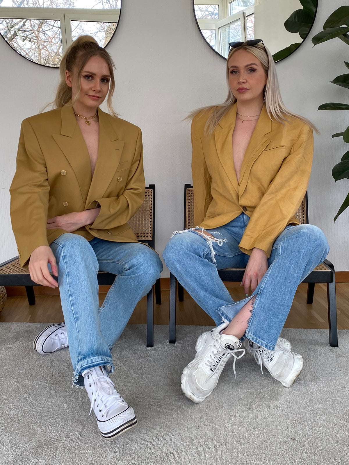 Oversized beige blazer jacket L