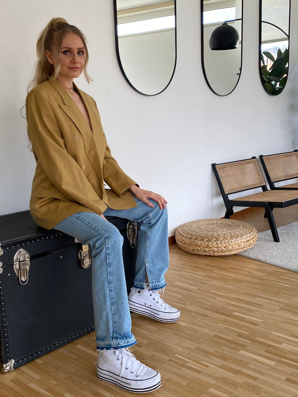 Oversized beige blazer jacket L