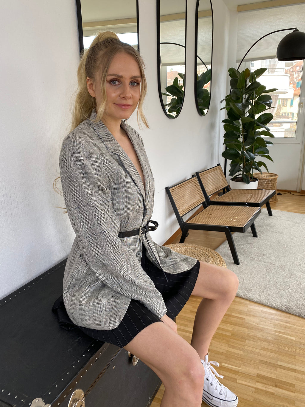 Veste Blazer gris quadrillé M/L