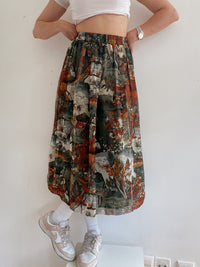 Vintage Khaki gemusterter Rock L/XL