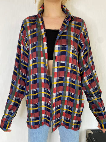 Vintage Red/Blue/Green Check Shirt M