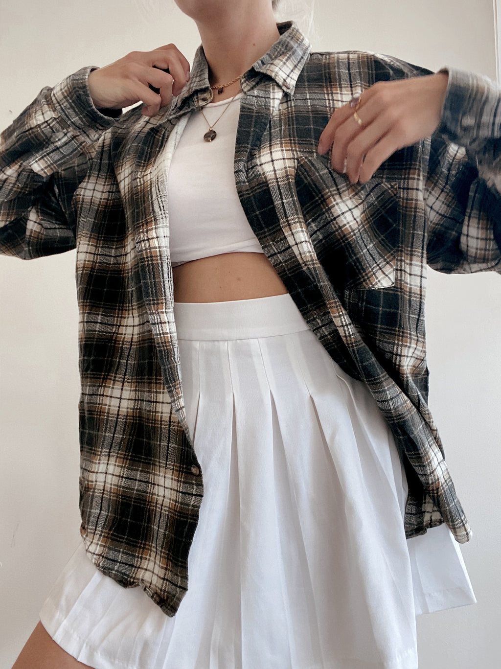 Chemise Vintage 90s à carreaux brun/noir M