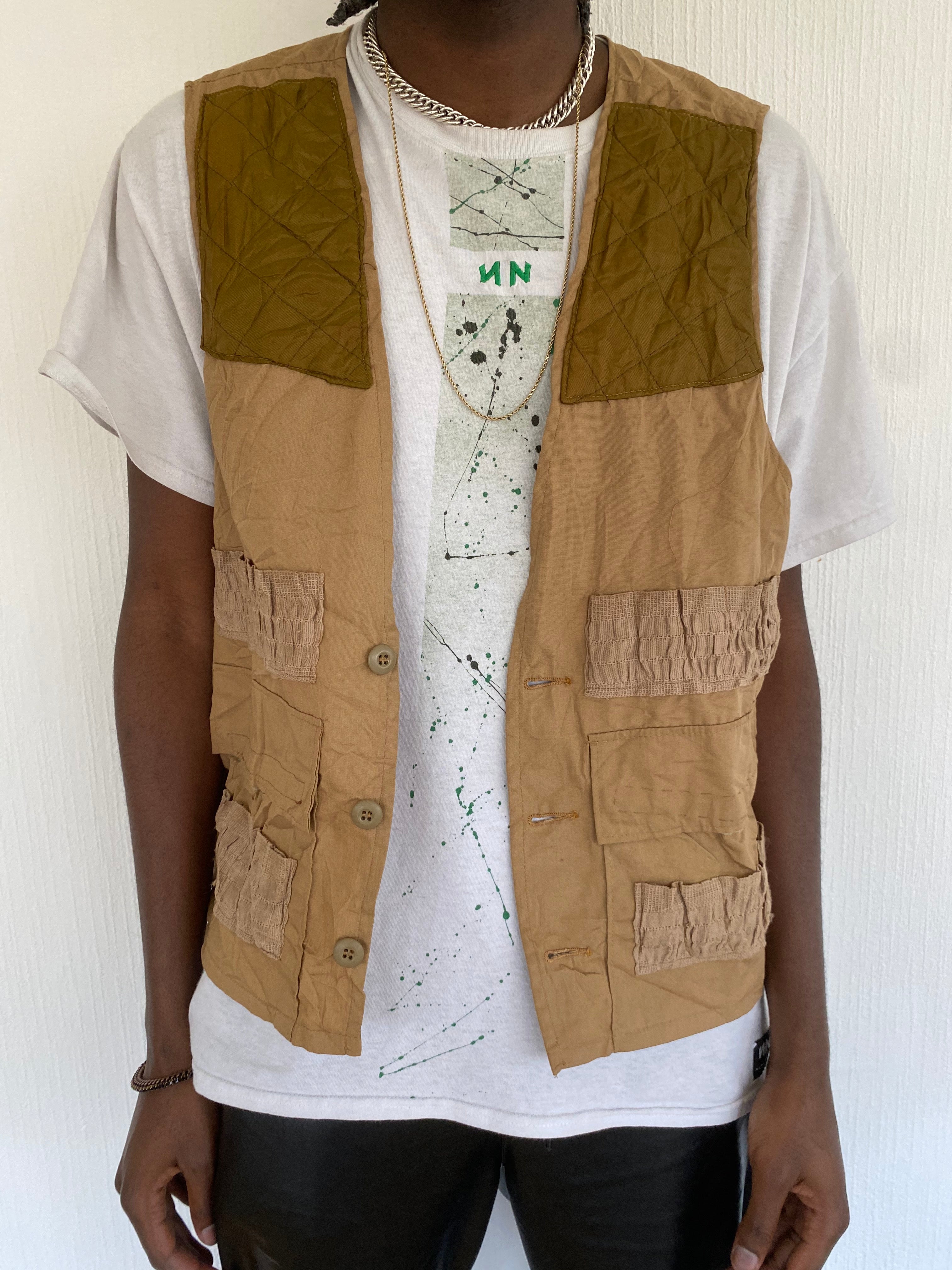 Gilet à poches camel matelassé XL