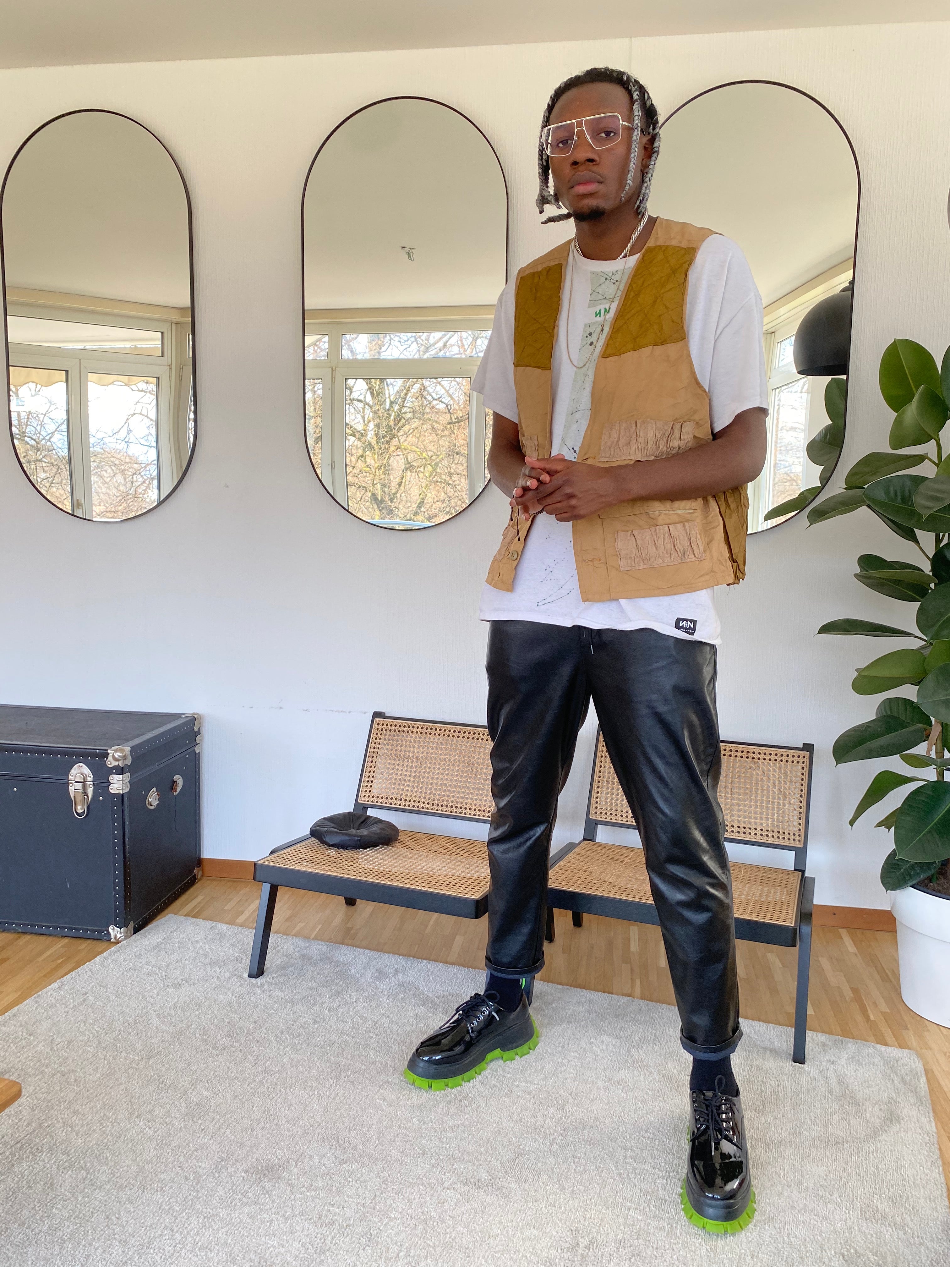 Gilet à poches camel matelassé XL