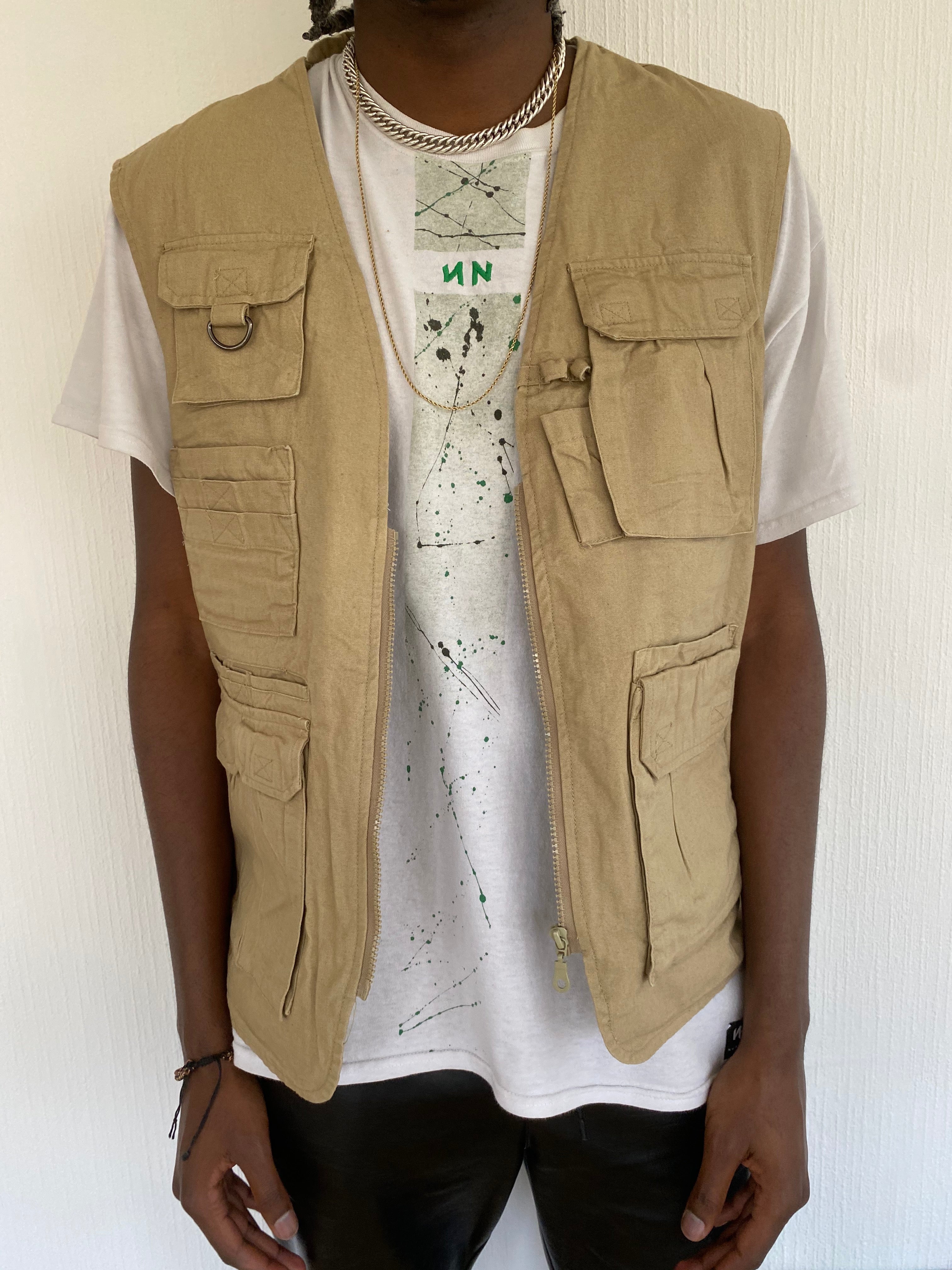 Gilet à poches beige L