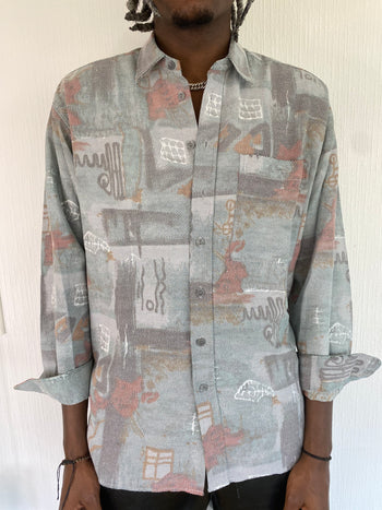 Chemise Vintage 80/90s à motifs pastels M