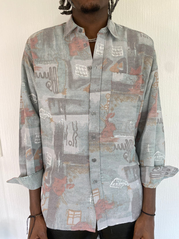 Vintage 80/90s shirt with pastel patterns M