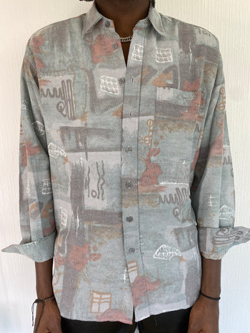 Chemise Vintage 80/90s à motifs pastels M