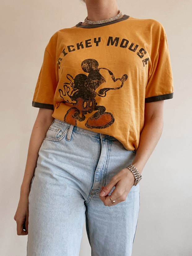 Gelbes Mickey-Mouse-T-Shirt L