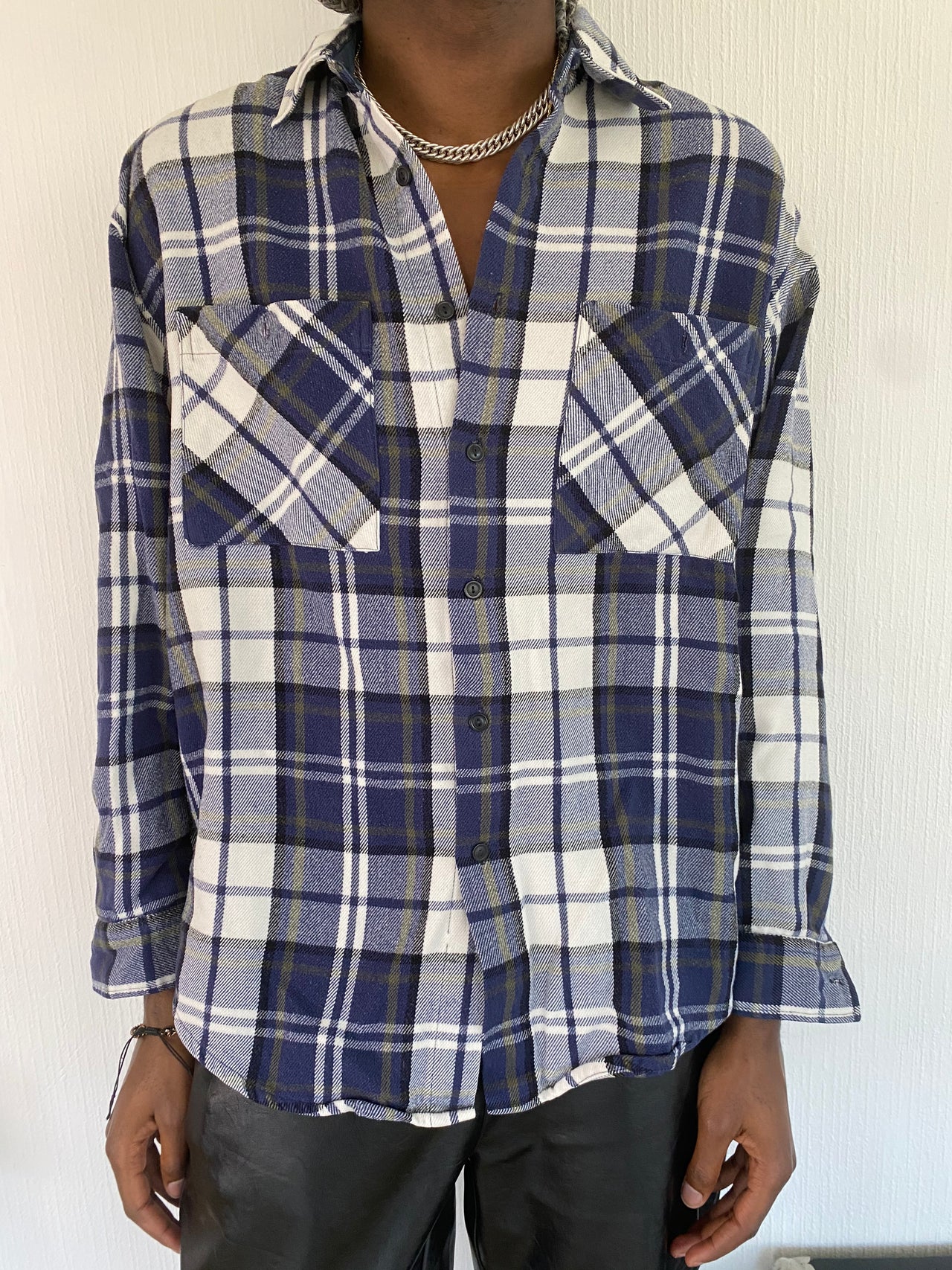 Vintage blue/white check shirt L