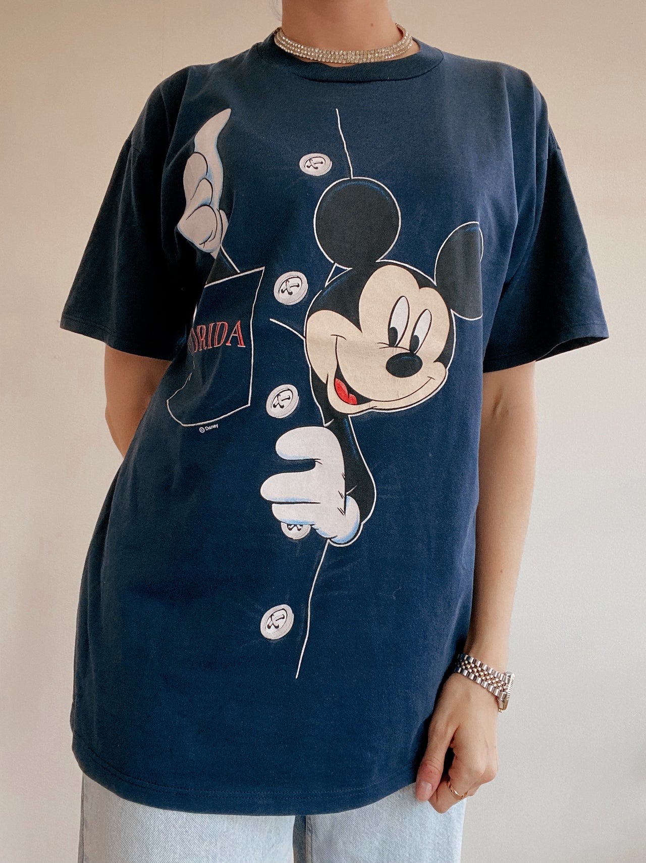 T-shirt Mickey Mouse bleu foncé L