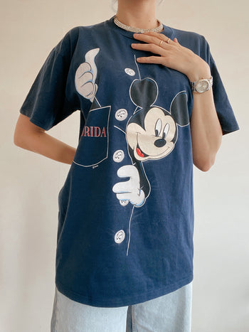 T-shirt Mickey Mouse bleu foncé L