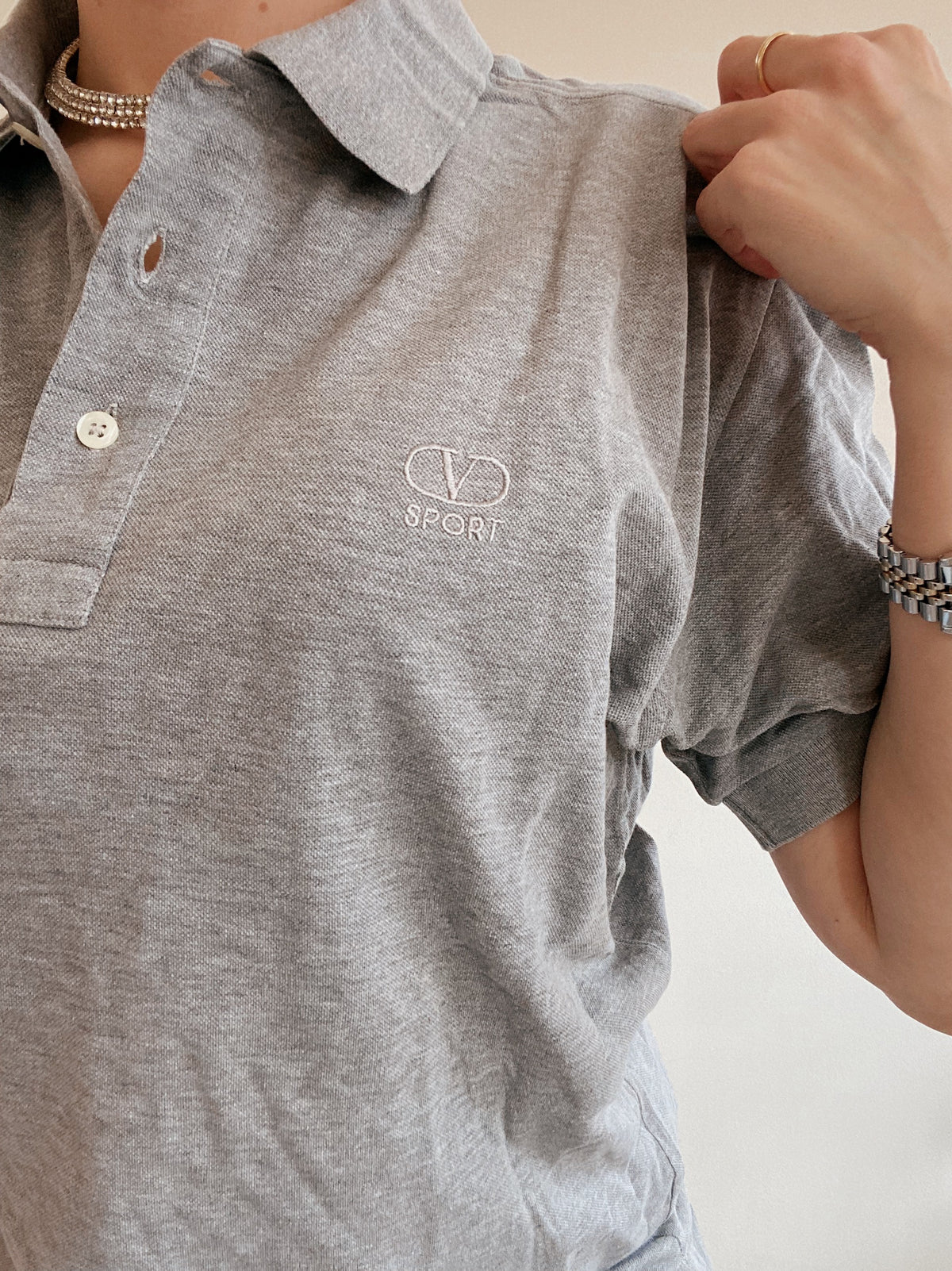 Polo gris clair Valentino M