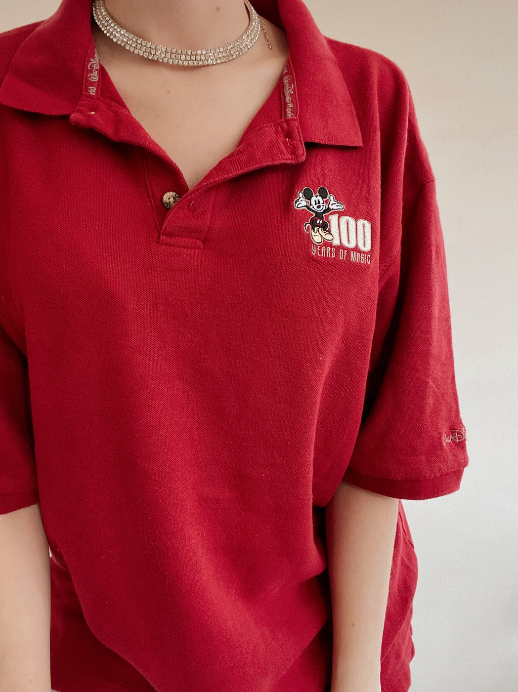 Mickey Mouse 100 Jahre XL rotes Poloshirt
