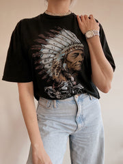 Schwarzes Indianer-T-Shirt XL