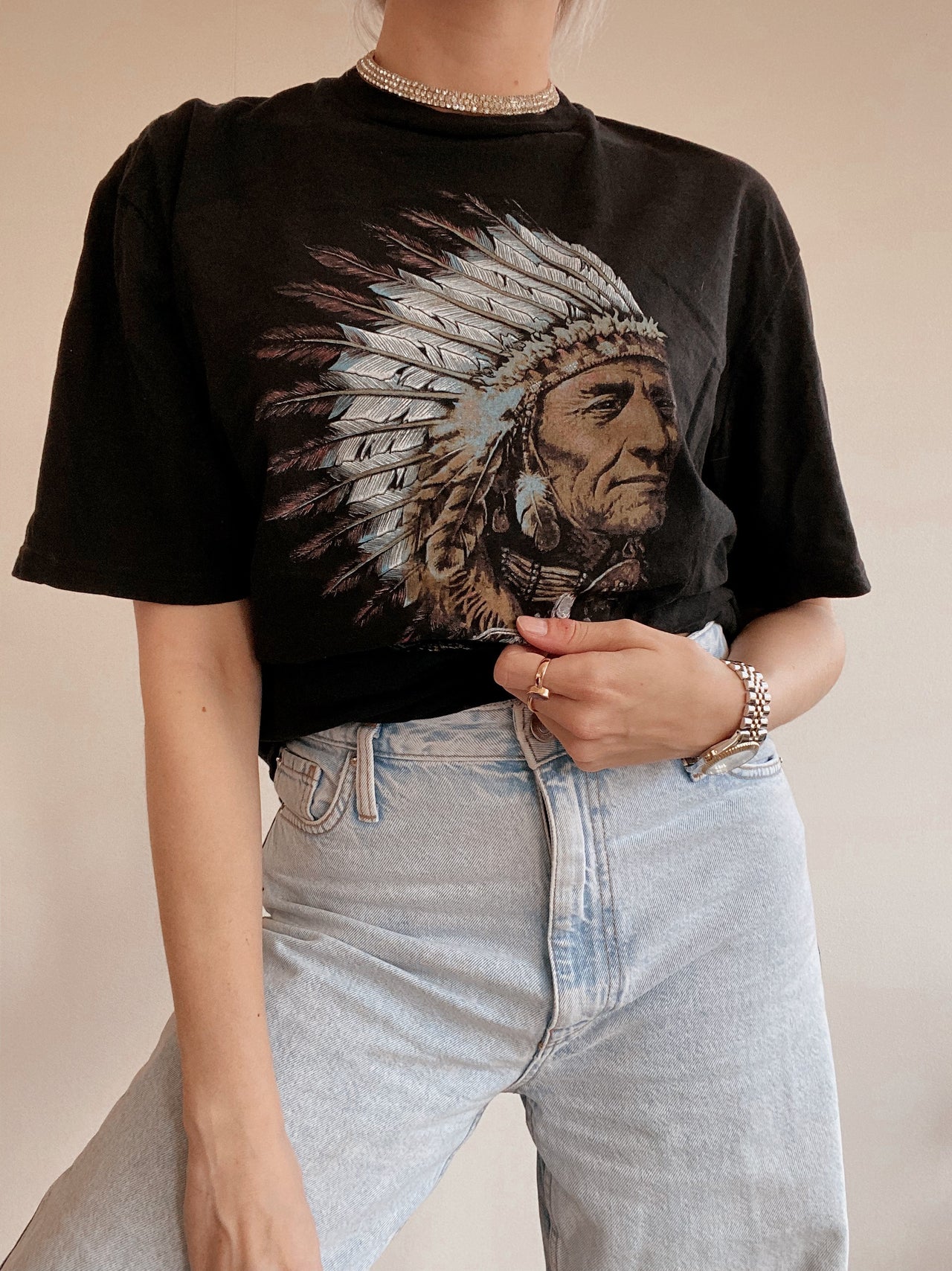 T-shirt noir Indien XL