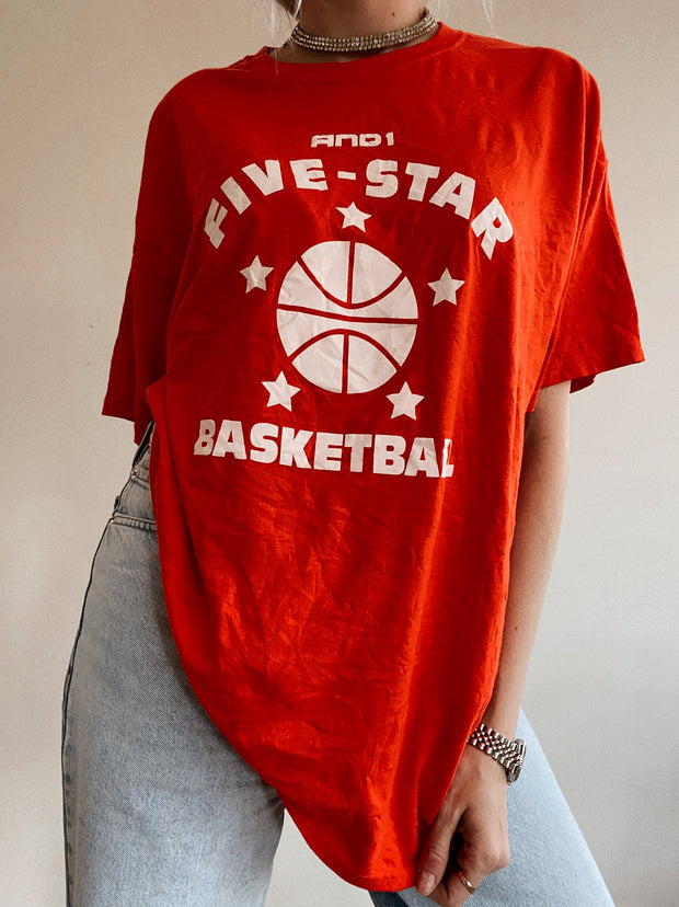 T-shirt orange Basketball Five Star XL