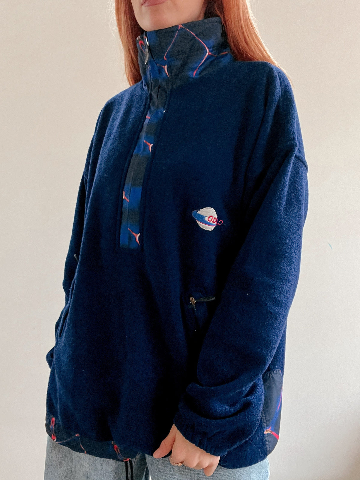 White and blue jacket with orange collar Adidas XL
