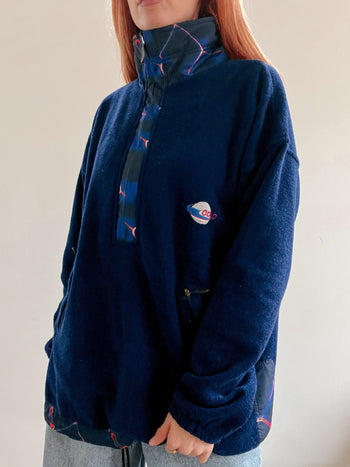 Pull polaire vintage bleu foncé L