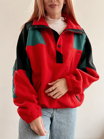 Pull polaire vintage rouge M/L