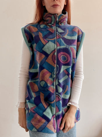 Gilet polaire turquoise et violet M/L