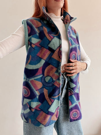 Gilet polaire turquoise et violet M/L