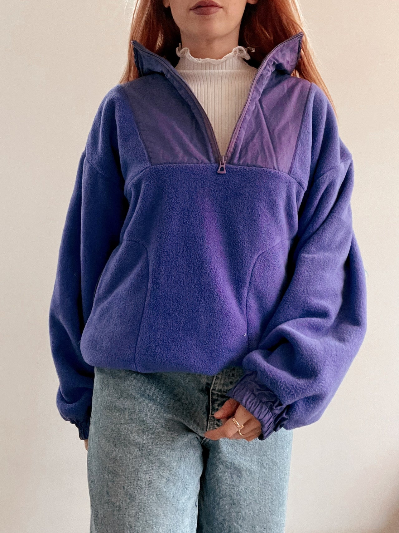 Vintage lila Fleecepullover M