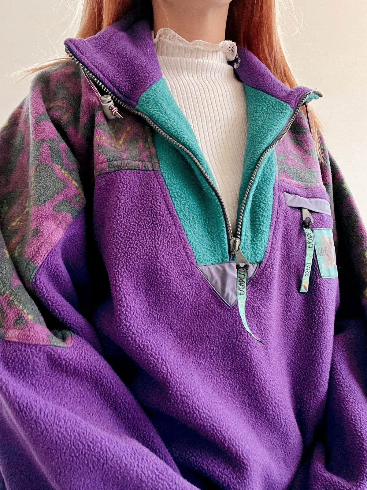 White and blue jacket with orange collar Adidas XL