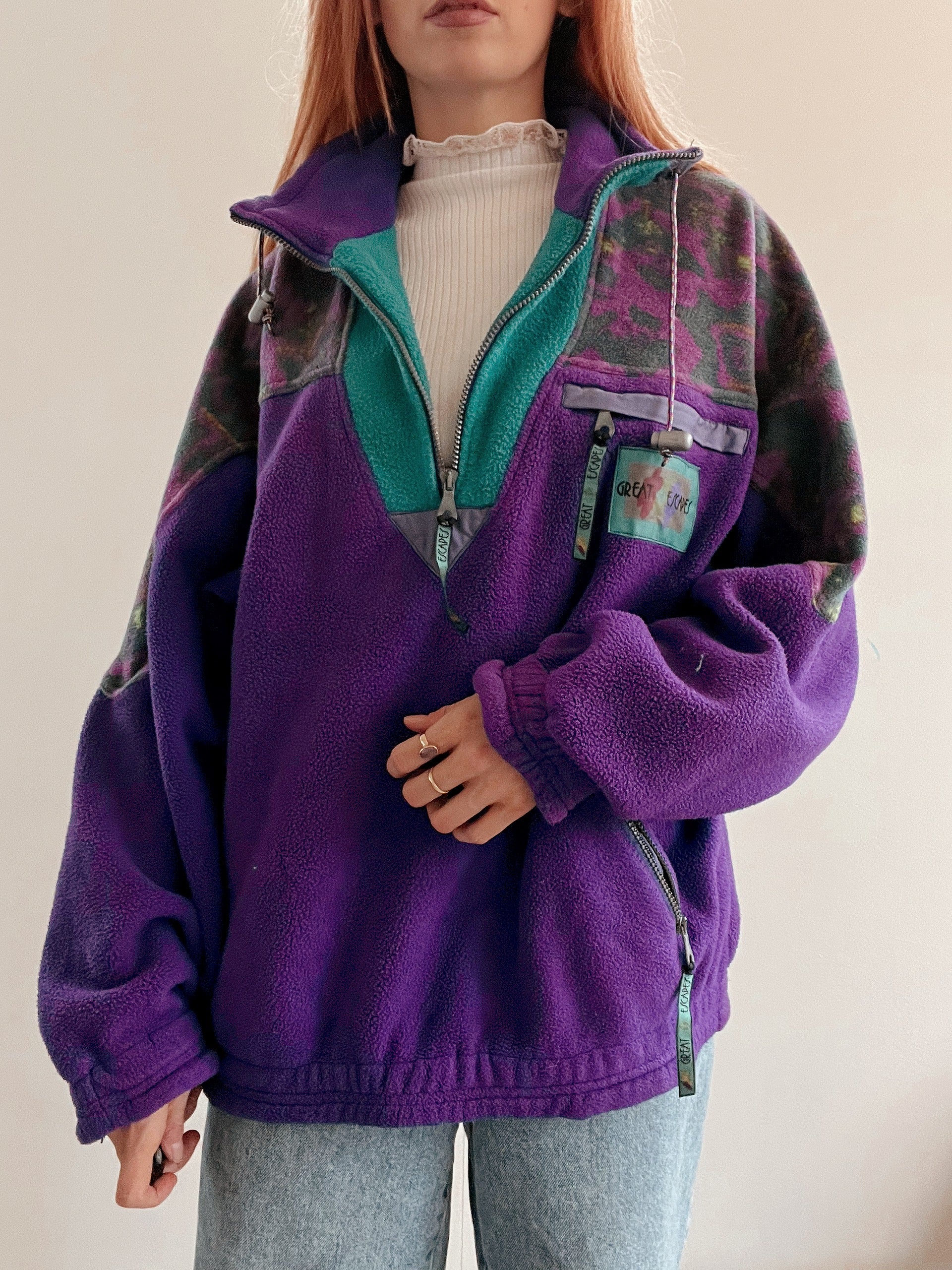White and blue jacket with orange collar Adidas XL