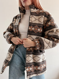 Jacket polaire vintage beige ceintrée M