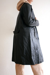Manteau en cuir noir oversized M/L