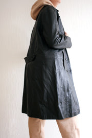 Manteau en cuir noir oversized M/L