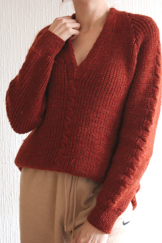 Wollpullover mit Taschen Terrakotta M