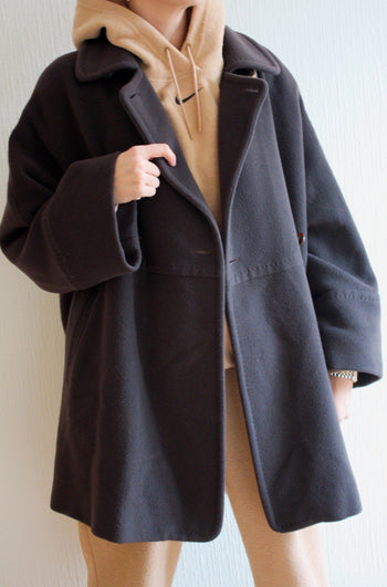 Manteau polaire oversized brun/gris