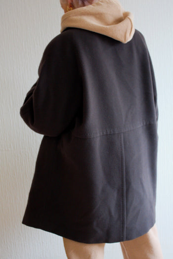 Manteau polaire oversized brun/gris